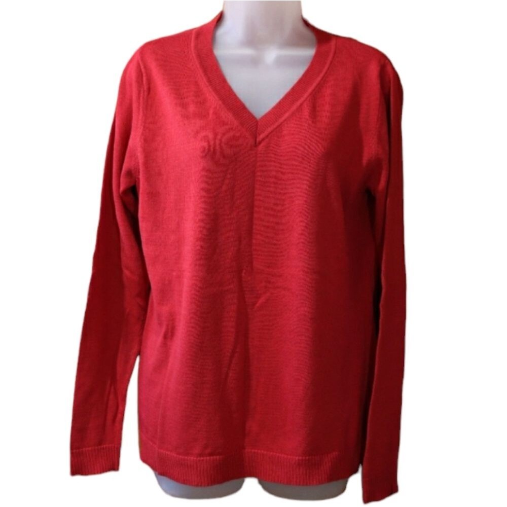 Croft & Barrow  Holiday Red V Neck Sweater Vintage 90s Medium